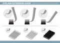 Eyelash Extension Application Tools and Supplies. How to use Tweezers in Eyelash Extension. Vector Illustration. Template