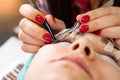 Eyelash extensions in a beauty salon