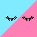 Eyelashes. Close eyes. Cute lashes. Vector illustration on fashion background