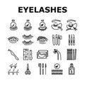 Eyelashes Extension Collection Icons Set Vector