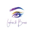 Eyelashes and Eyebrows make up design logo, Vector logo design for beauty salon.