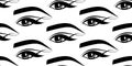 Eyelashes eyes eyebrows seamless pattern vector