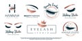 Eyelashes icon logo design with creative beauty element style Premium Vector