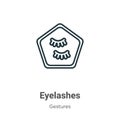 Eyelashes outline vector icon. Thin line black eyelashes icon, flat vector simple element illustration from editable gestures