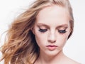 Eyelashes woman eyes face close up with beautiful long lashes is