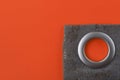 Eyelets and corner curtains. Abstract orange background with copyspace