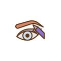 Eyeliner and correction eyebrow shaping filled outline icon