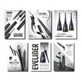 Eyeliner Cosmetics Promotional Posters Set Vector