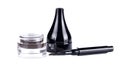 Eyeliner, eyebrow brush and eyebrow cream color beautiful cosmetics, isolated