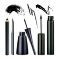 Eyeliner And Paint Stroke Visage Tool Set Vector