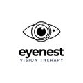 Eyenest vision therapy logo, abstract eye with line art style vector