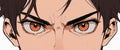 Eyes, angry look of a man in manga and anime style. Royalty Free Stock Photo