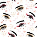 eyes with bright eyeliner makeup pattern brow Royalty Free Stock Photo