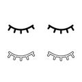 Eyes Closed icon vector set. lashes illustration sign collection.