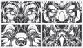 Eyes dangerous animals, tattoo style vector background