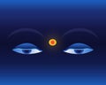 Eyes on deep blue background