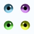 Eyes of different colors on a white background.