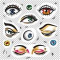 Eyes fashion stickers patch badges isolated Royalty Free Stock Photo