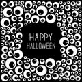 Eyes frame Halloween card. Spooky black background Flat design.