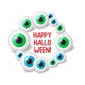 Eyes frame Halloween greeting card. Spooky background realistic design. Vector illustration