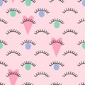 Eyes with hearts on pink background abstract pattern.