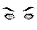 Eyes with hypnotizing spiral iris Royalty Free Stock Photo