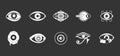 Eyes icon set grey vector Royalty Free Stock Photo