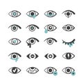 Eyes icons. Ophthalmology medical symbols optical problems with eyes blindness cataracts tears myopia farsightedness