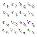 Eyes icons set, isometric style