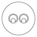 Eyes Look concept Two pairs eye View icon in circle round black color vector illustration solid outline style image
