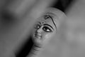 Eyes of Maa Durga. Idol of Hindu Goddess Durga during preparations in Kolkata. Royalty Free Stock Photo