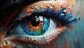 Eyes that mesmerize. Close-up of a woman\'s eye in an oil painting Royalty Free Stock Photo