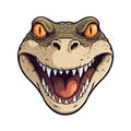 Eyes And Mouth Wide Open Crocodile Face Sticker On Isolated Tansparent Background, Png, Logo. Generative AI Royalty Free Stock Photo