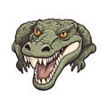 Eyes And Mouth Wide Open Crocodile Sticker On Isolated Tansparent Background, Png, Logo. Generative AI Royalty Free Stock Photo