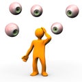 Eyes observing cartoon figure