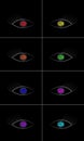 Neon Casino Reflection in Eight Multicolored Eyes - Versatile Template for Creative Prints & Designs