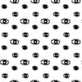 Eyes seamless pattern black on white with lashes