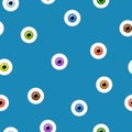 Eyes seamless pattern on blue background. Eyeballs iris concept Royalty Free Stock Photo