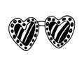 eyes sunglasses hearts in retro style. Fashion summer sun glasses. Stylish women accessory. Trendy eyewear. Cartoon Royalty Free Stock Photo