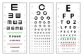 Eyes test chart, medical optical eye exam. Vision health examination board for patient. Ophthalmology or optometry check Royalty Free Stock Photo