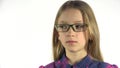 Eyes Test, Child Ophthalmology Examining, Shortsighted Kid, Girl Need Eyeglasses