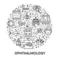 Eyes treatment, ophthalmology line icons, medicine and healthcare