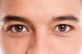 Eyes of a young latin man face eye macro shot person people Royalty Free Stock Photo