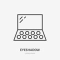 Eyeshadow flat line icon. Makeup beauty care sign, illustration of pallet. Thin linear logo for cosmetics store