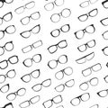 Eyesight glasses with various styles of plastic framing isolated cartoon flat vector seamless pattern Royalty Free Stock Photo