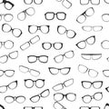 Eyesight glasses with various styles of plastic framing isolated cartoon flat vector seamless pattern Royalty Free Stock Photo