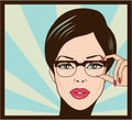 Eyewear glasses woman closeup portrait. Woman wearing glasses Royalty Free Stock Photo