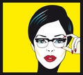 Eyewear glasses woman closeup portrait. Woman wearing glasses Royalty Free Stock Photo