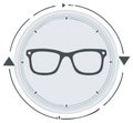 Eyewear technology and fast optical service concept with glasses icon in a circular dial Royalty Free Stock Photo