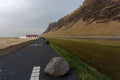 Eyjafjallajokull volcano view in iceland road in autmn Royalty Free Stock Photo